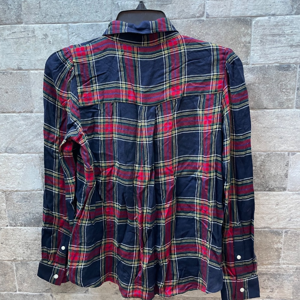 ❤️ GAP PLAID RUFFLE HOLIDAY BUTTON DOWN TOP SIZE XS - Picture 6 of 6